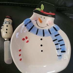 Brand new snowman bowl and spreader.